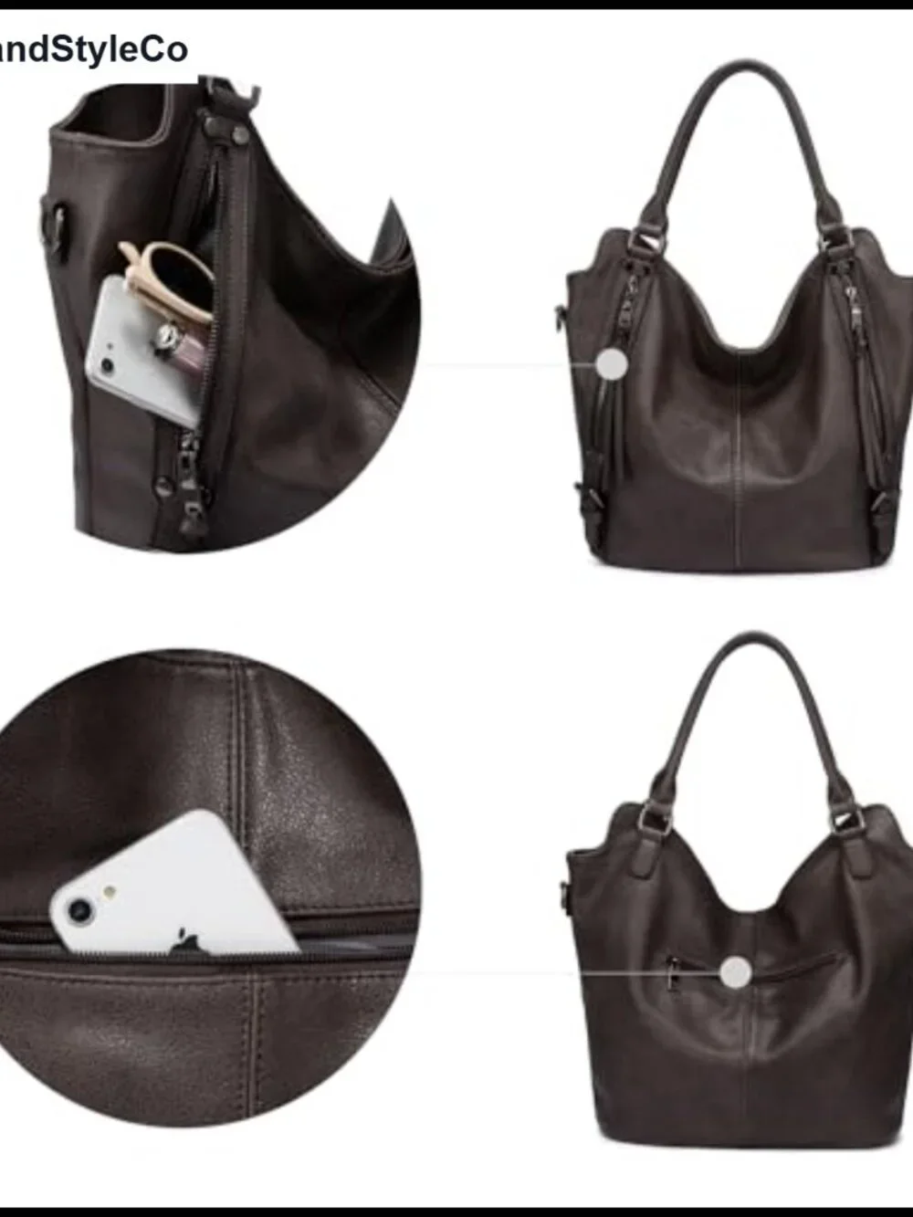 PU Leather Hobo Shoulder Bag with Tassels